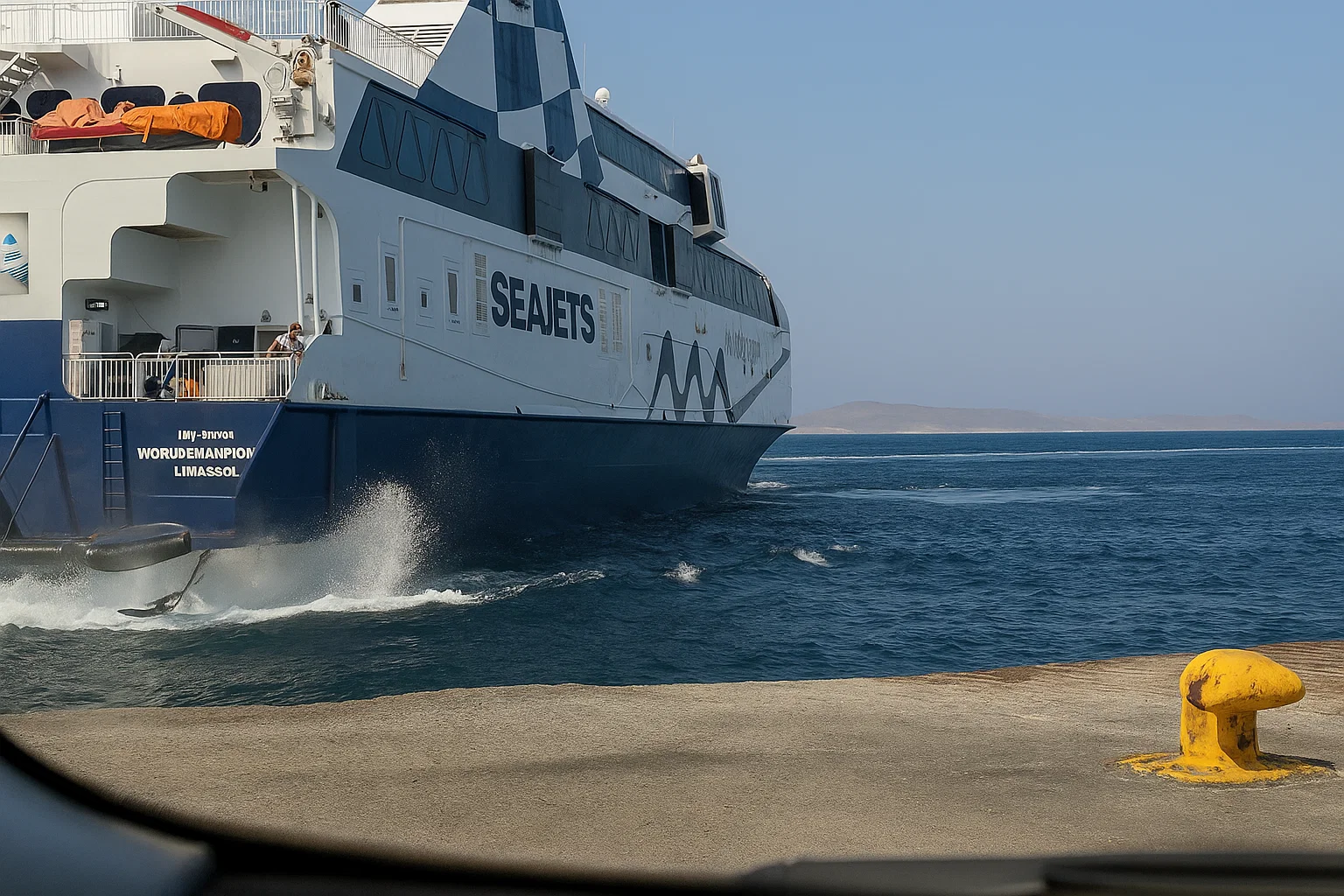 ταχύπλοο Seajets δένει στο λιμάνι