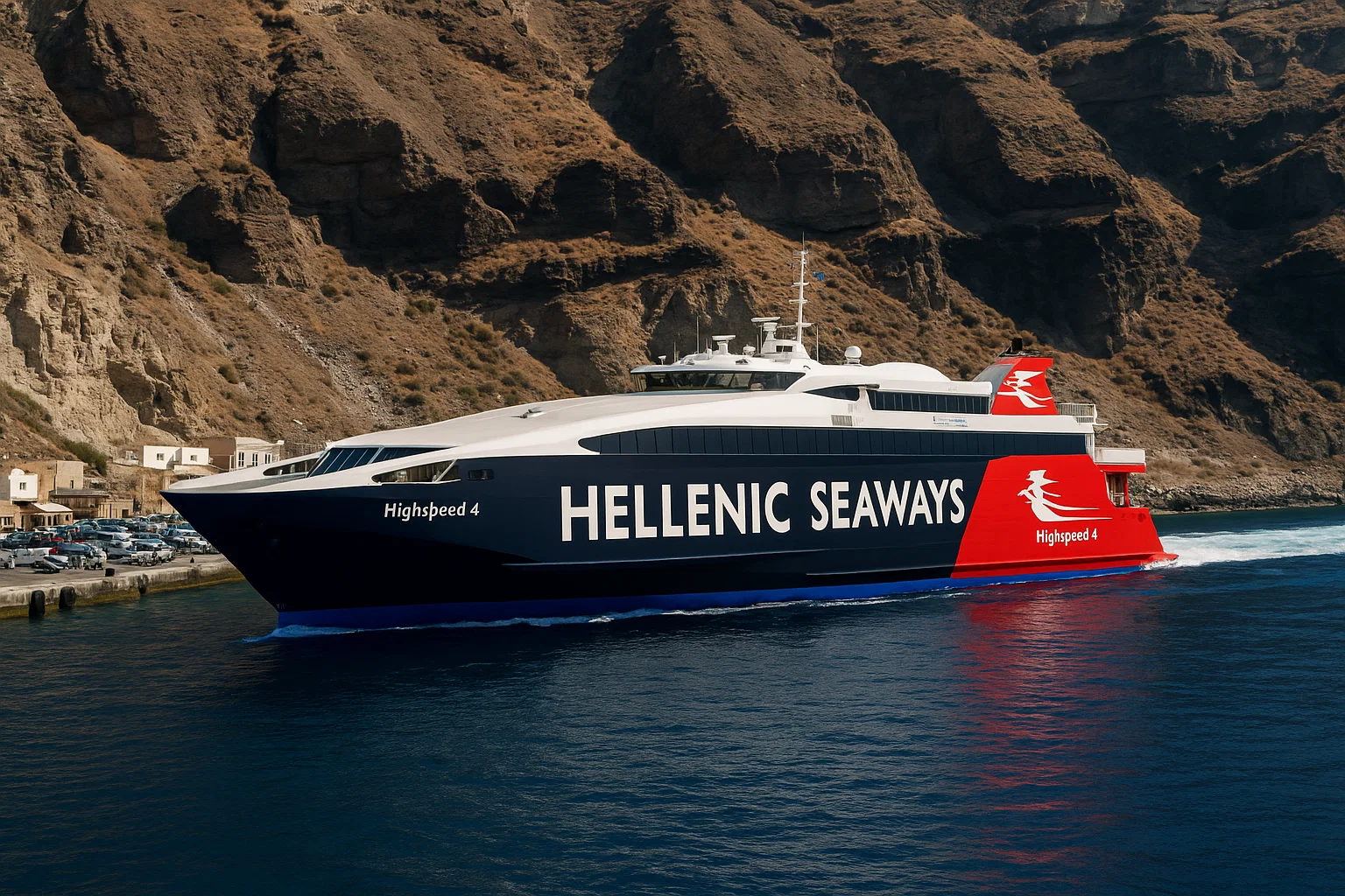 Tο highspeed 4 στο λιμάνι της Σαντορίνης φευγει για Νάξο