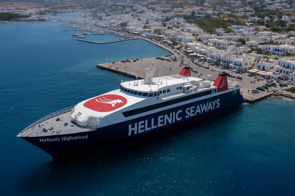 πλοιο στο λιμανι της Παρου για νάξο